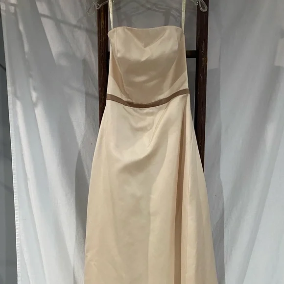 white christmas dresses Mocha Pink Strapless Long Prom Dress with Sleeves Mocha / 10 main image 0